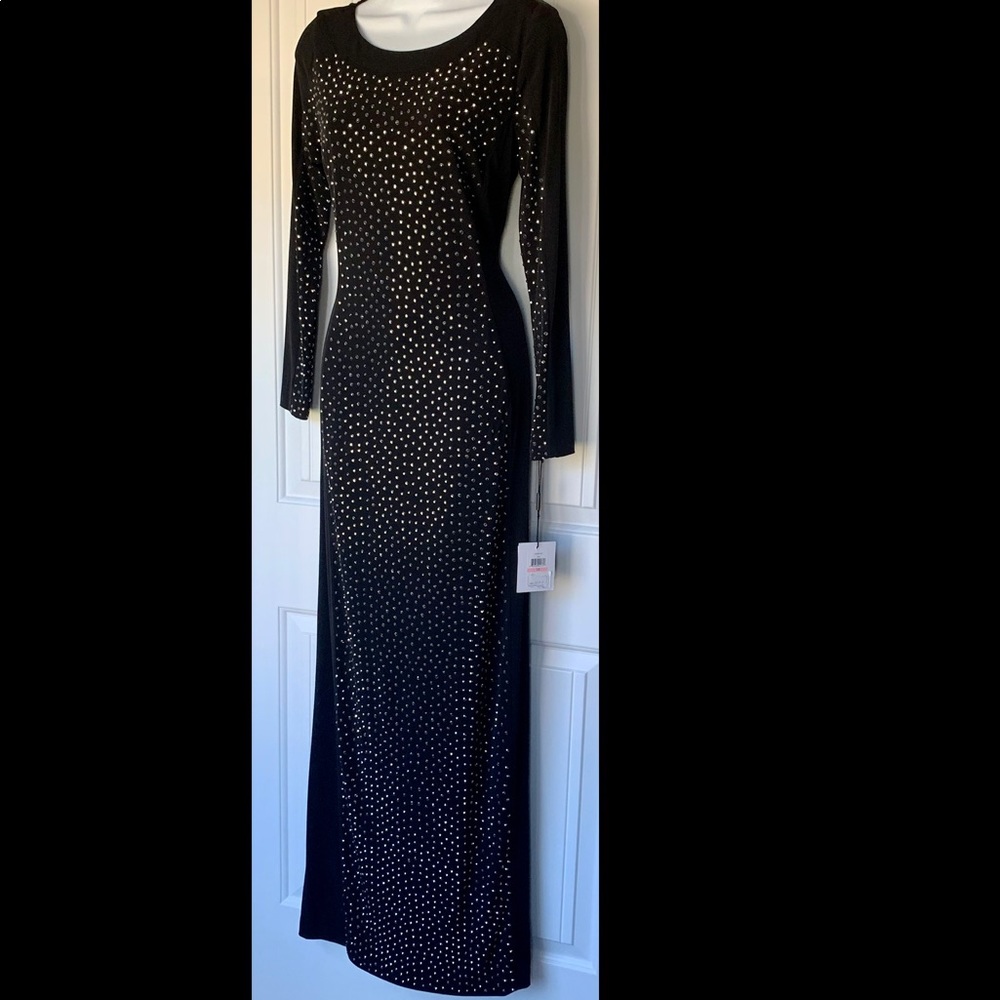 Calvin Klein Sz 10 Long Black Studded Gown